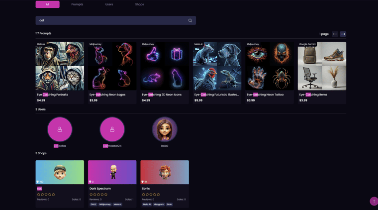 LaPrompt Search Page