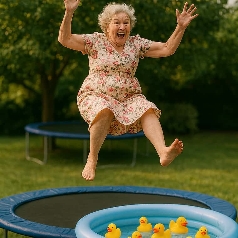 Trampoline Grandma Mishap