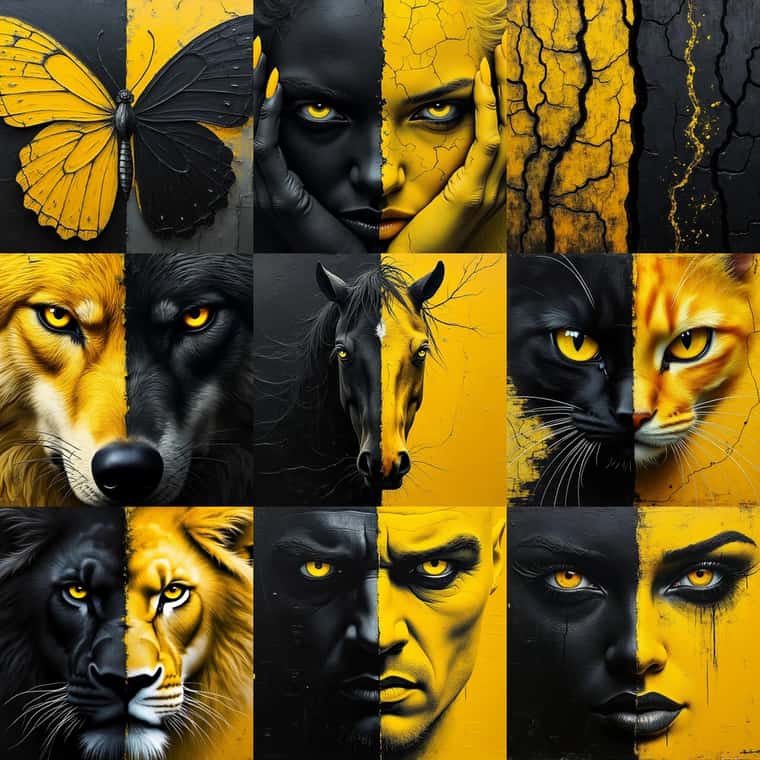 Black and Yellow Wall Art Print