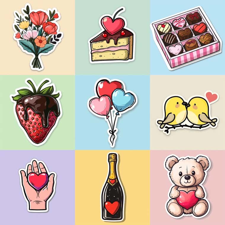 Cute Valentine's Day Sticker Design