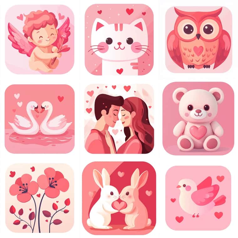 Cute Valentine Square Icons