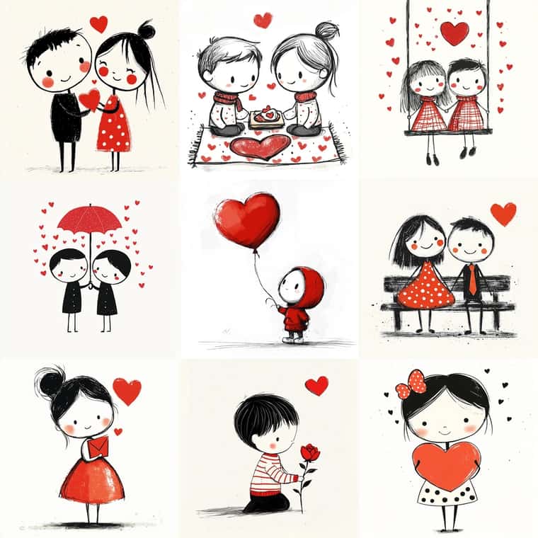 Simple Valentine's Day Illustrations & Prints