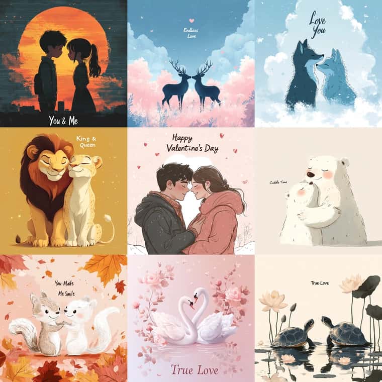 Pastel Love Silhouettes