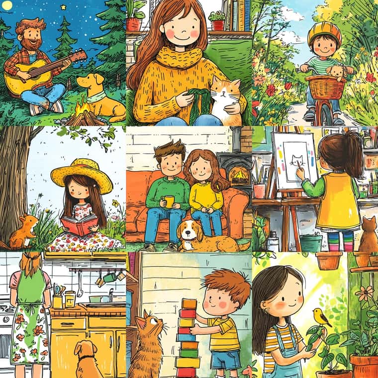 Cozy Kids Illustration Moments
