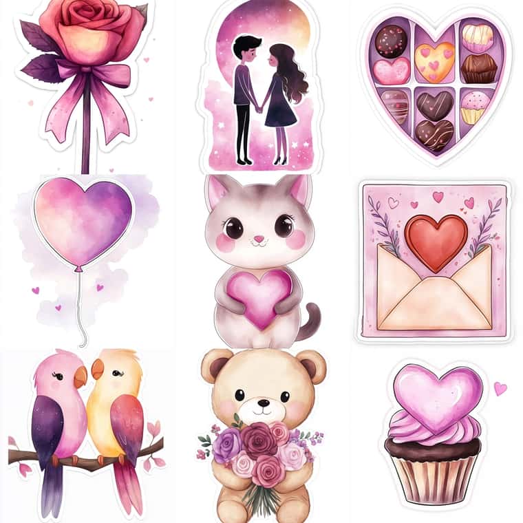Playful Valentines Day Sticker Designs