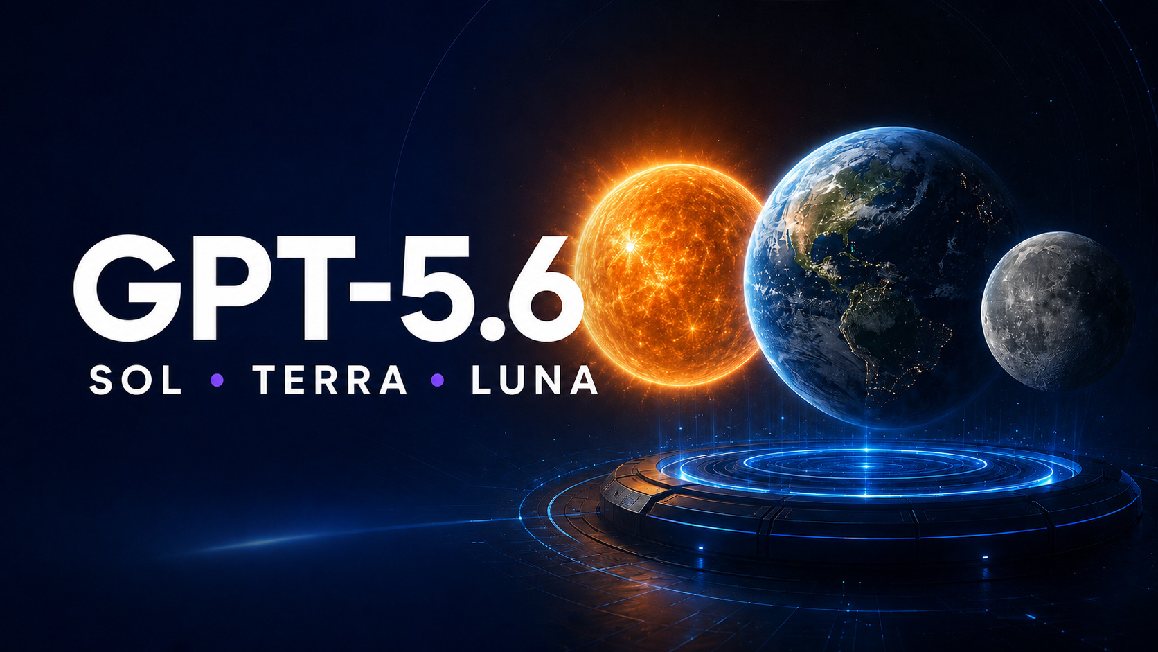 Three AI model tiers represented by the Sun, Earth and Moon above a digital platform