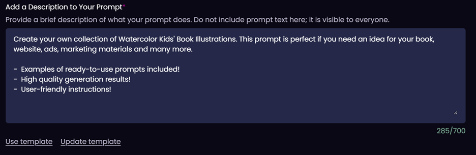 Prompt description field